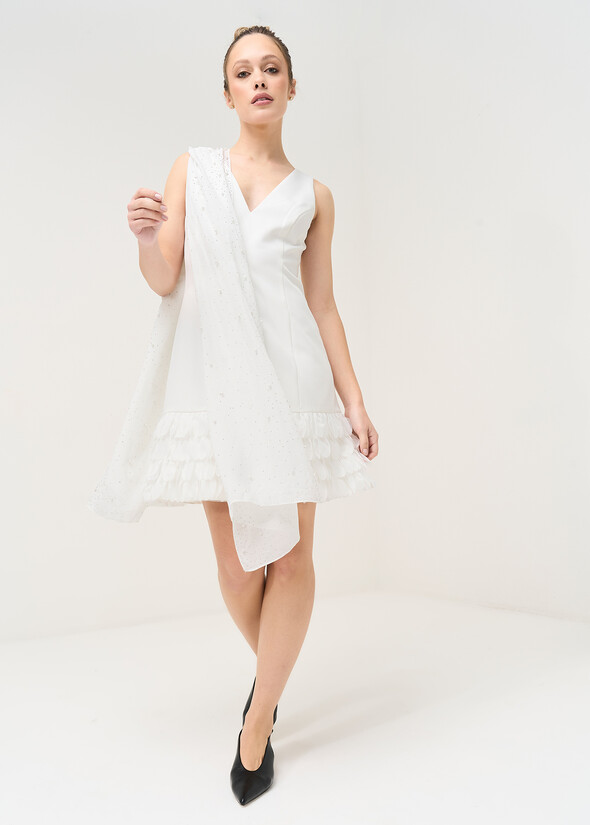Amy tailored dress with feathers BIANCO WHITE Woman null