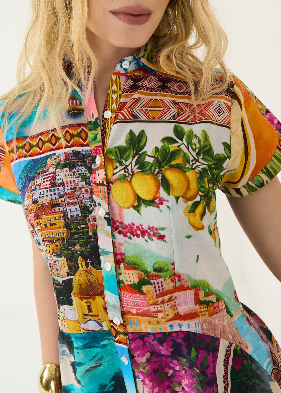 Mini dress Arold in cotone stampato GIALLO MANGO Donna , immagine n. 3