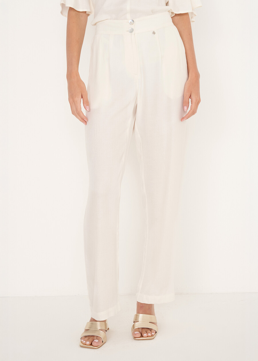 Pantaloni Ponty In Viscosa MARRONE JAVABIANCO BURRO Donna , immagine n. 2