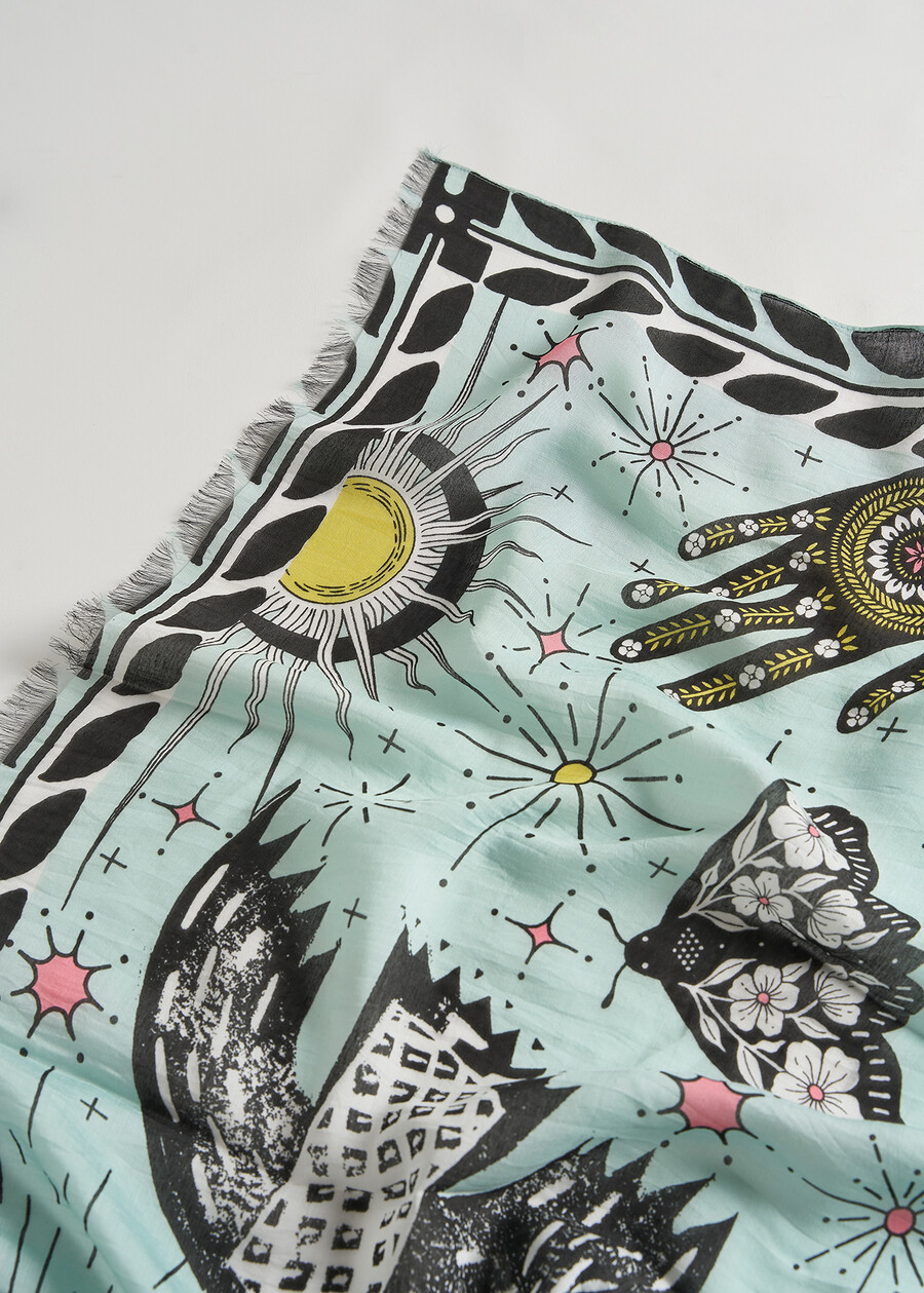 Sciarpa Solange con stampa Tarocchi VERDE Donna , immagine n. 3