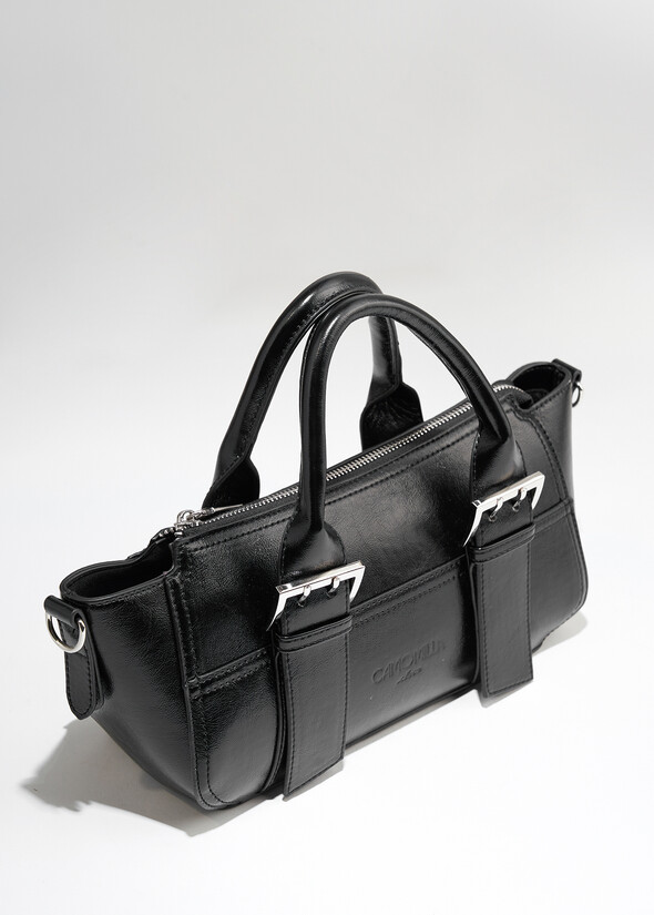 Bauletto Bayr effetto stropicciato NERO BLACK Donna null
