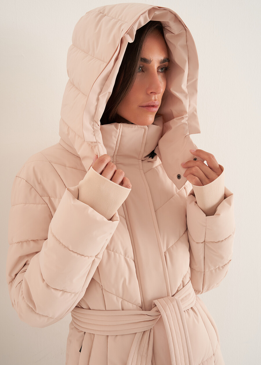 Prince padded coat with belt NERO BLACKBEIGE ECRU Woman , image number 3