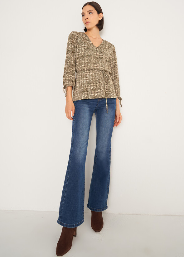 Jeans CindyJ-U gamba flare con bottoni oro DENIM MEDIUM DENIM Donna null
