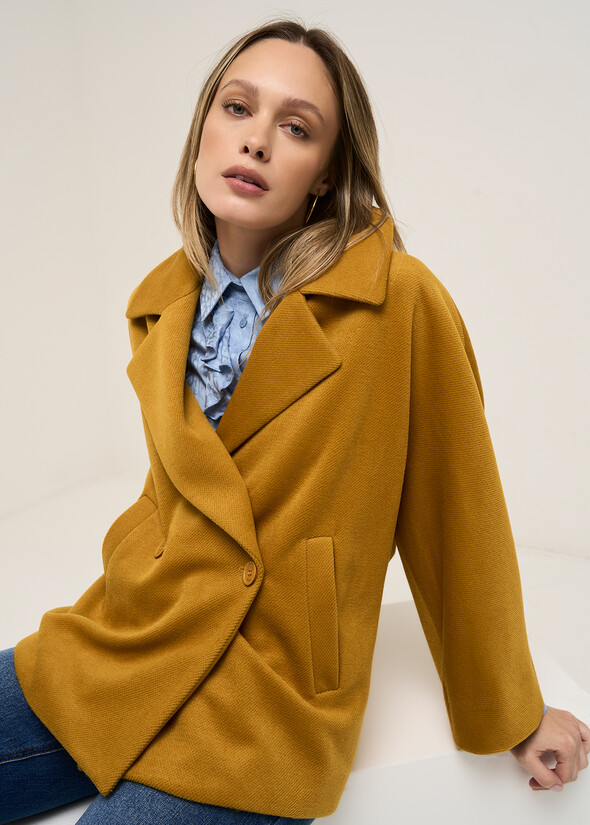 Cappotto corto doppiopetto Claudy in panno diagona ARANCIONE Donna null