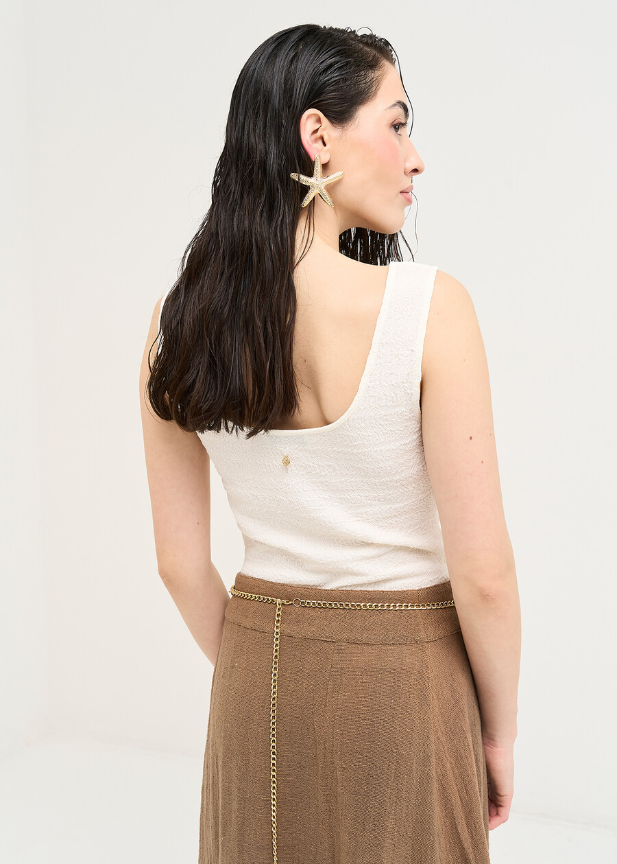 Canotta Titan in lino e cotone BEIGE LATTE Donna , immagine n. 4