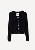 Maglia Melissa con laccetto strass NERO BLACK Donna immagine n. 5