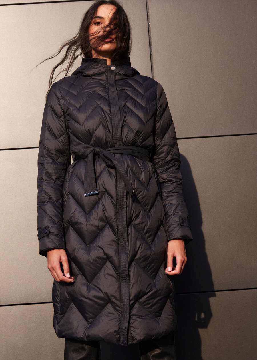 Pupo long down jacket NERO BLACKBEIGE GESSO Woman , image number 1