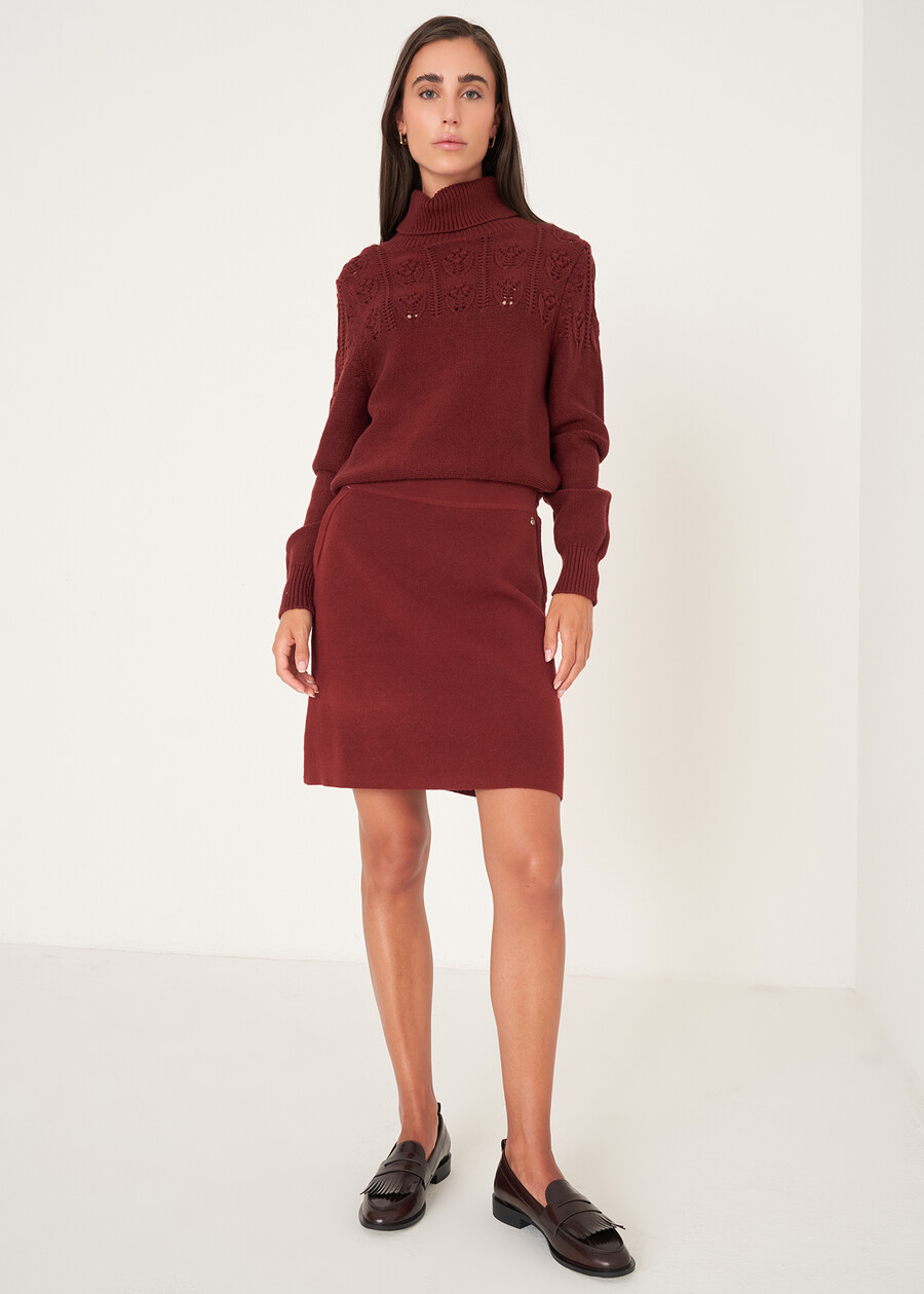 Magda turtleneck sweater with openwork design ROSSO CHIANTI Woman , image number 4