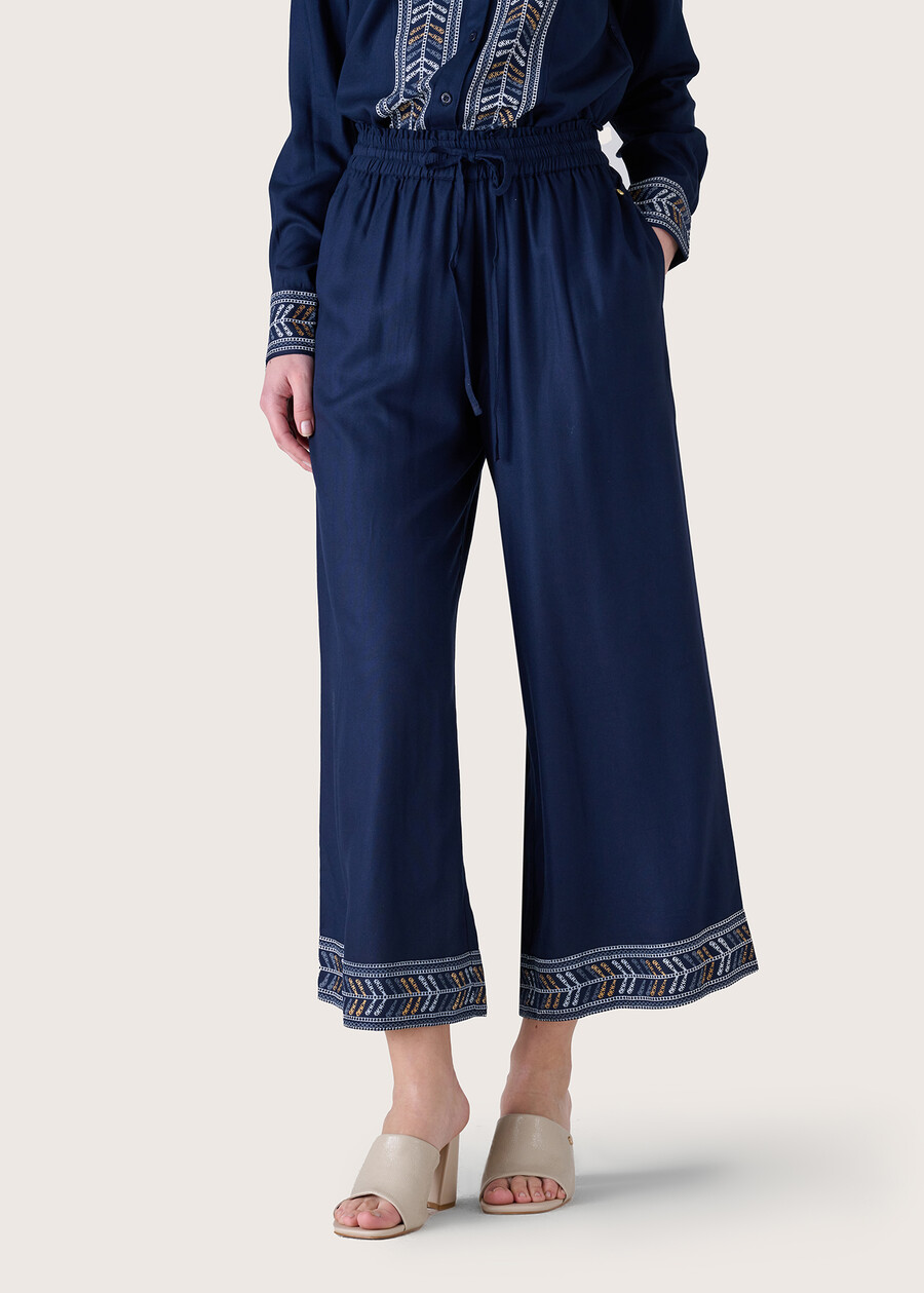 Polly 100% rayon trousers BLUE OLTREMARE  Woman , image number 2
