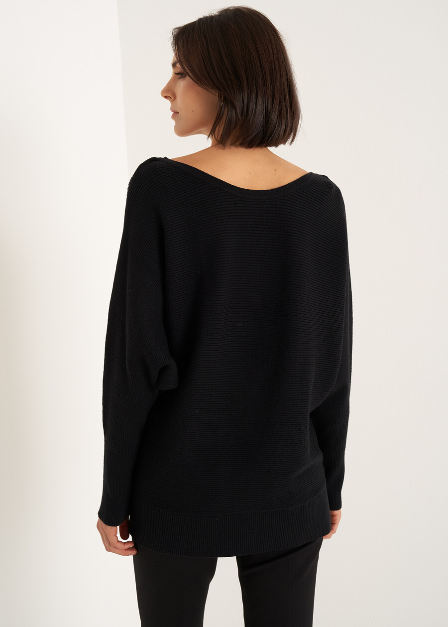 Marlena sweater with all-over rhinestones NERO BLACK Woman , image number 3