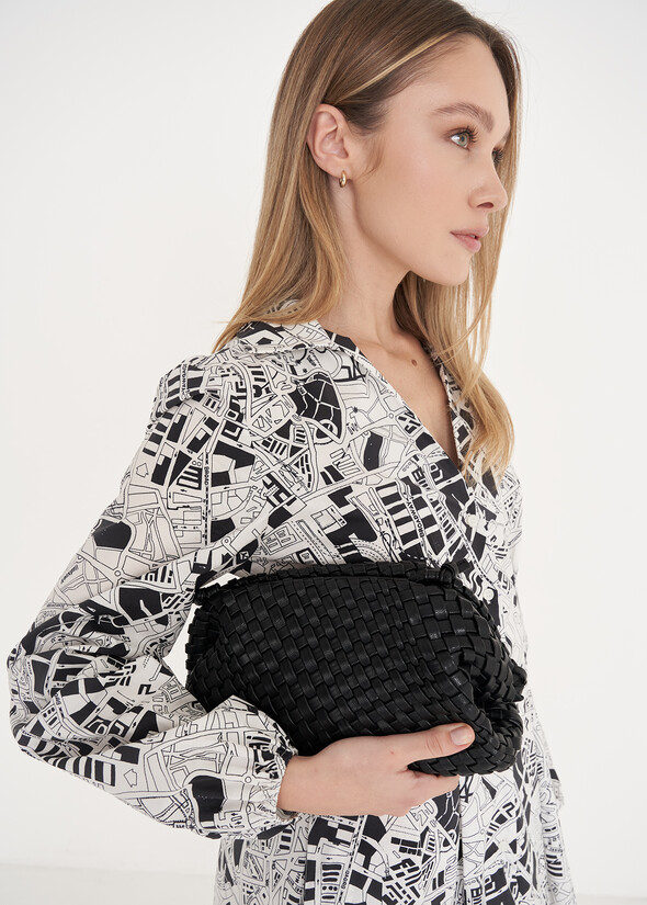 Bassina woven eco-leather clutch bag NERO BLACK Woman null