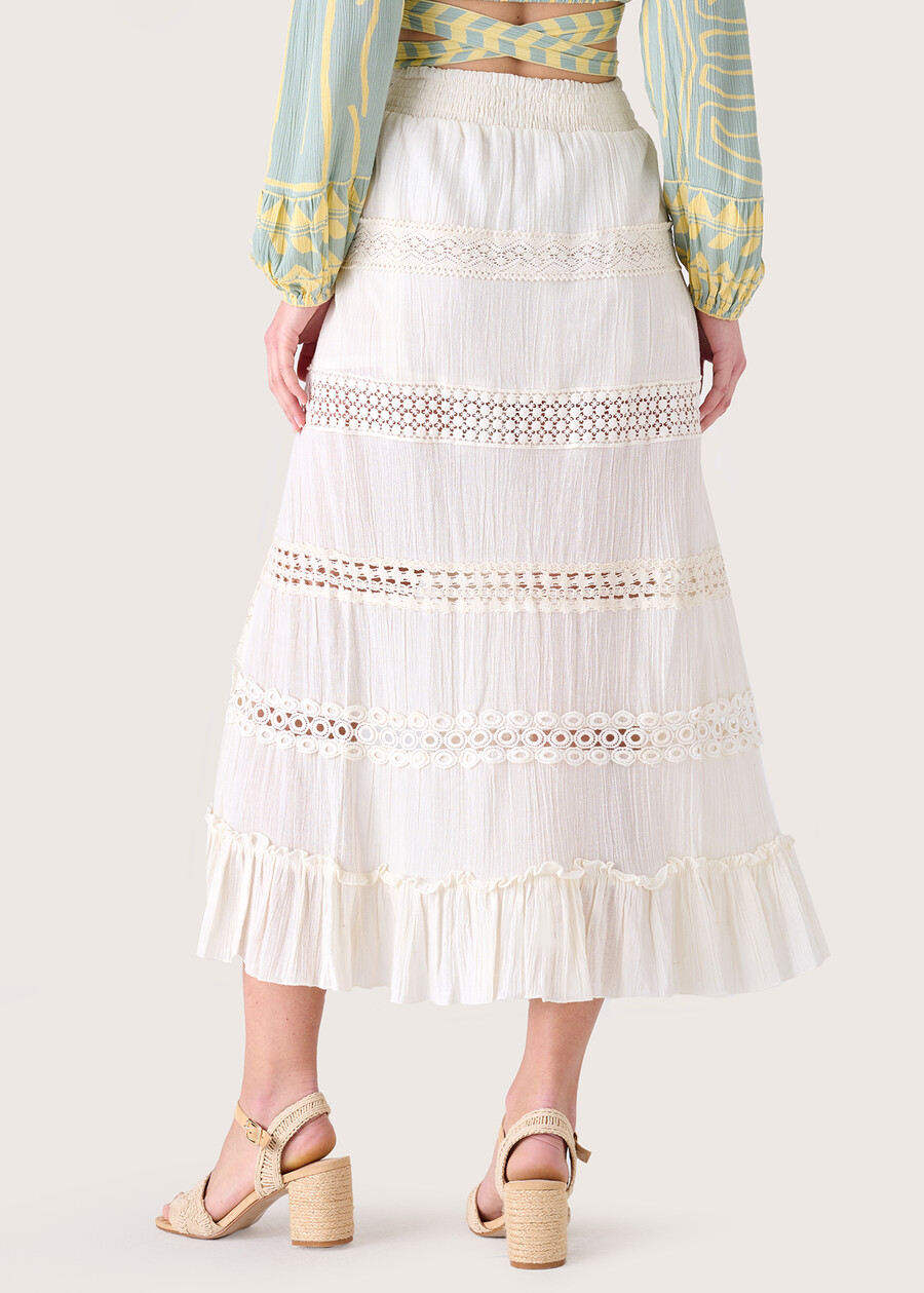 Gonna lunga Giada 100% cotone BIANCO Donna , immagine n. 5