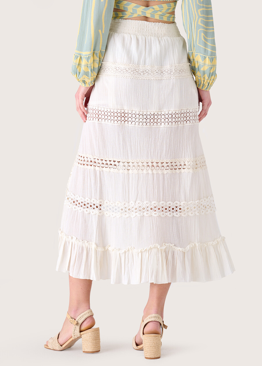 Giada 100% cotton long skirt BIANCO Woman , image number 5
