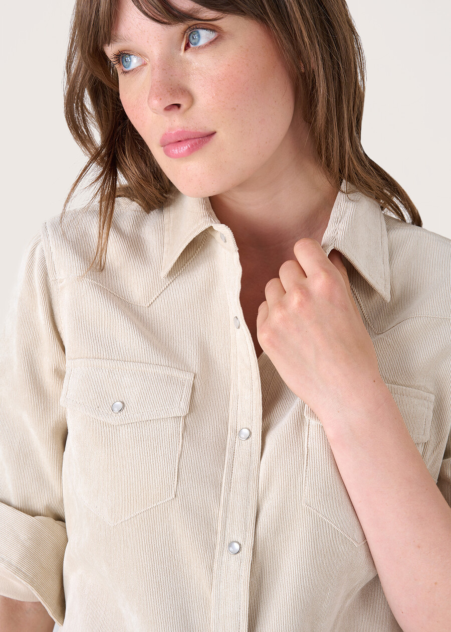 Camicia in velluto Cris BEIGE LANAVIOLA CENERE Donna , immagine n. 2
