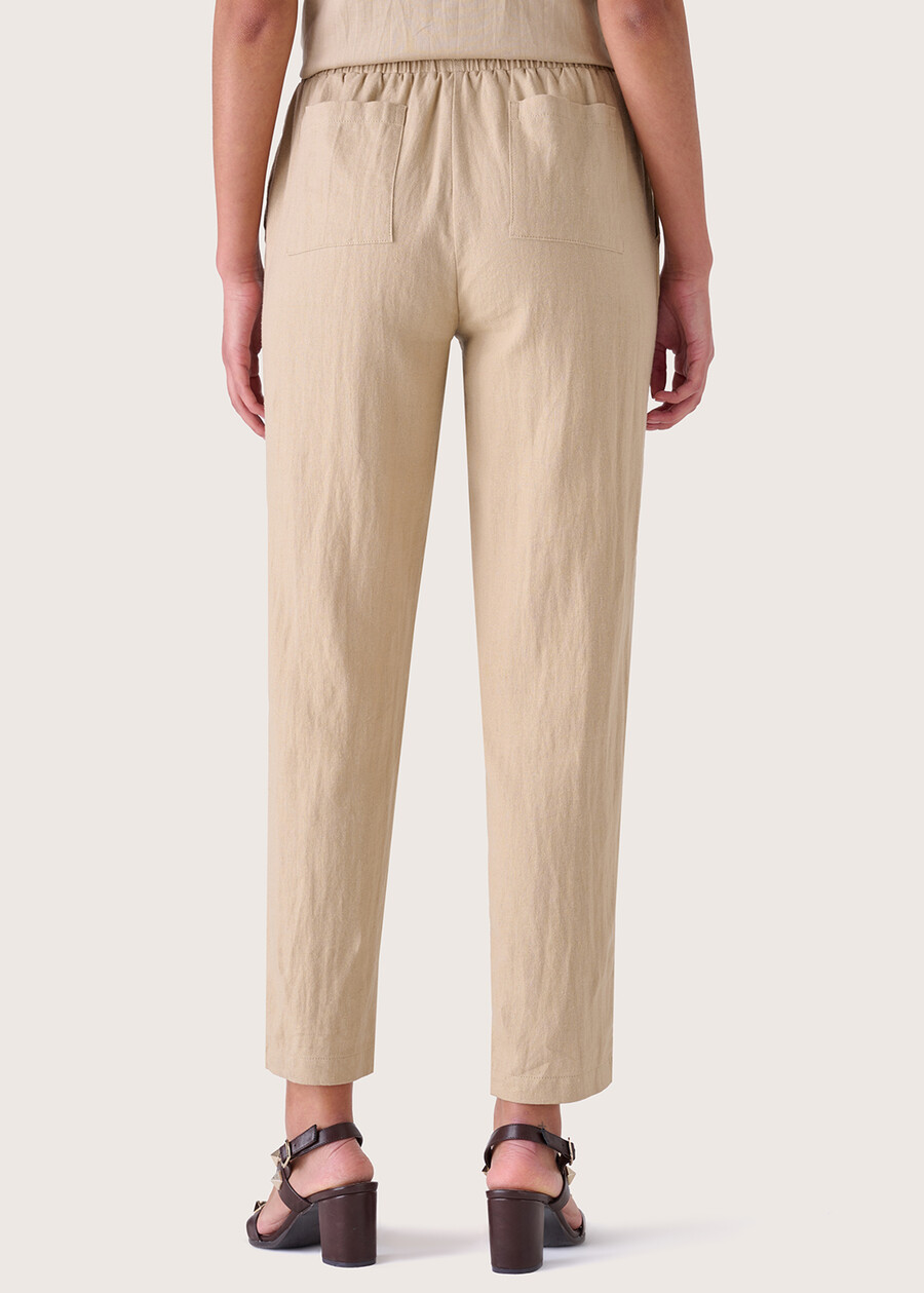 Pantaloni Piper in lino e cotone BEIGE SAFARIBLUE OLTREMARE  Donna , immagine n. 4