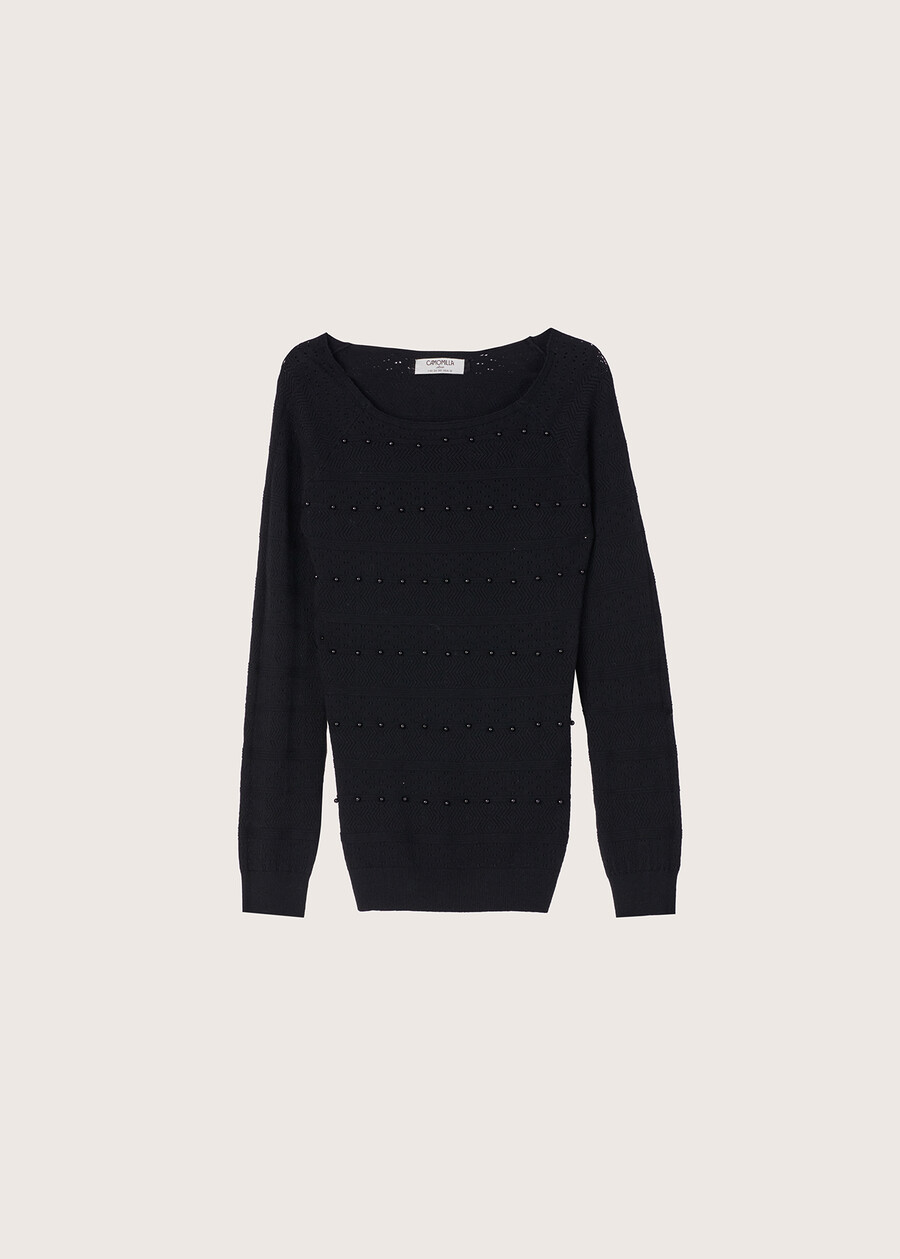 Morata jersey with pearls NERO BLACK Woman , image number 4