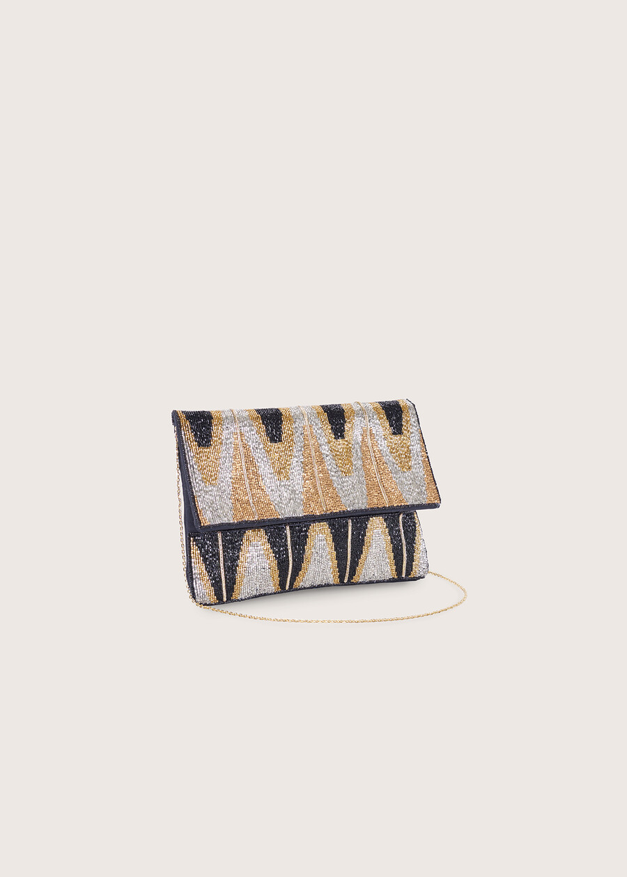Barsaba clutch bag with beads NERO BLACKBLU LAGUNA Woman , image number 2