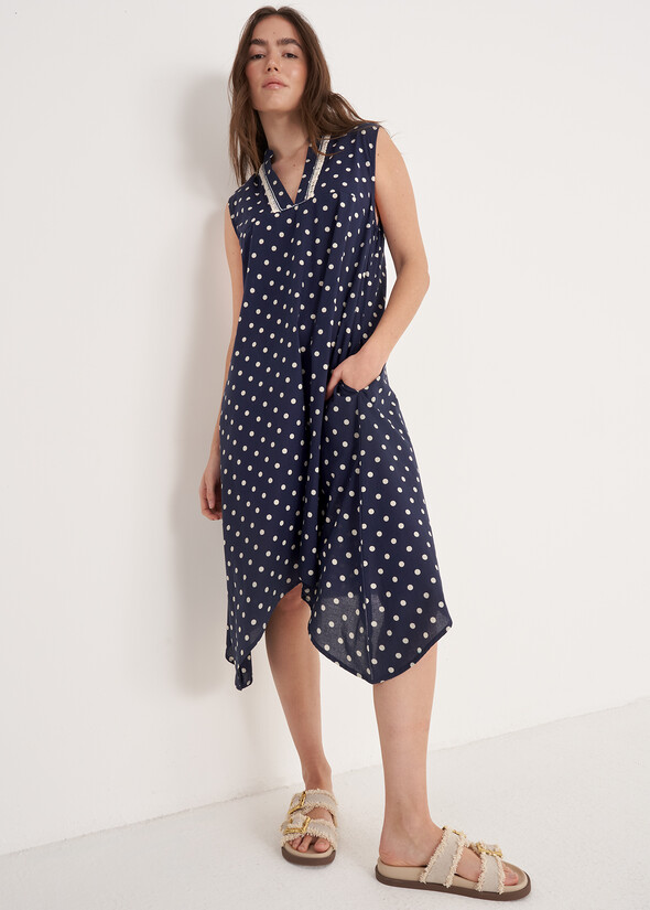 Abito Aloha In Cotone Pois BLUE OLTREMARE Donna null