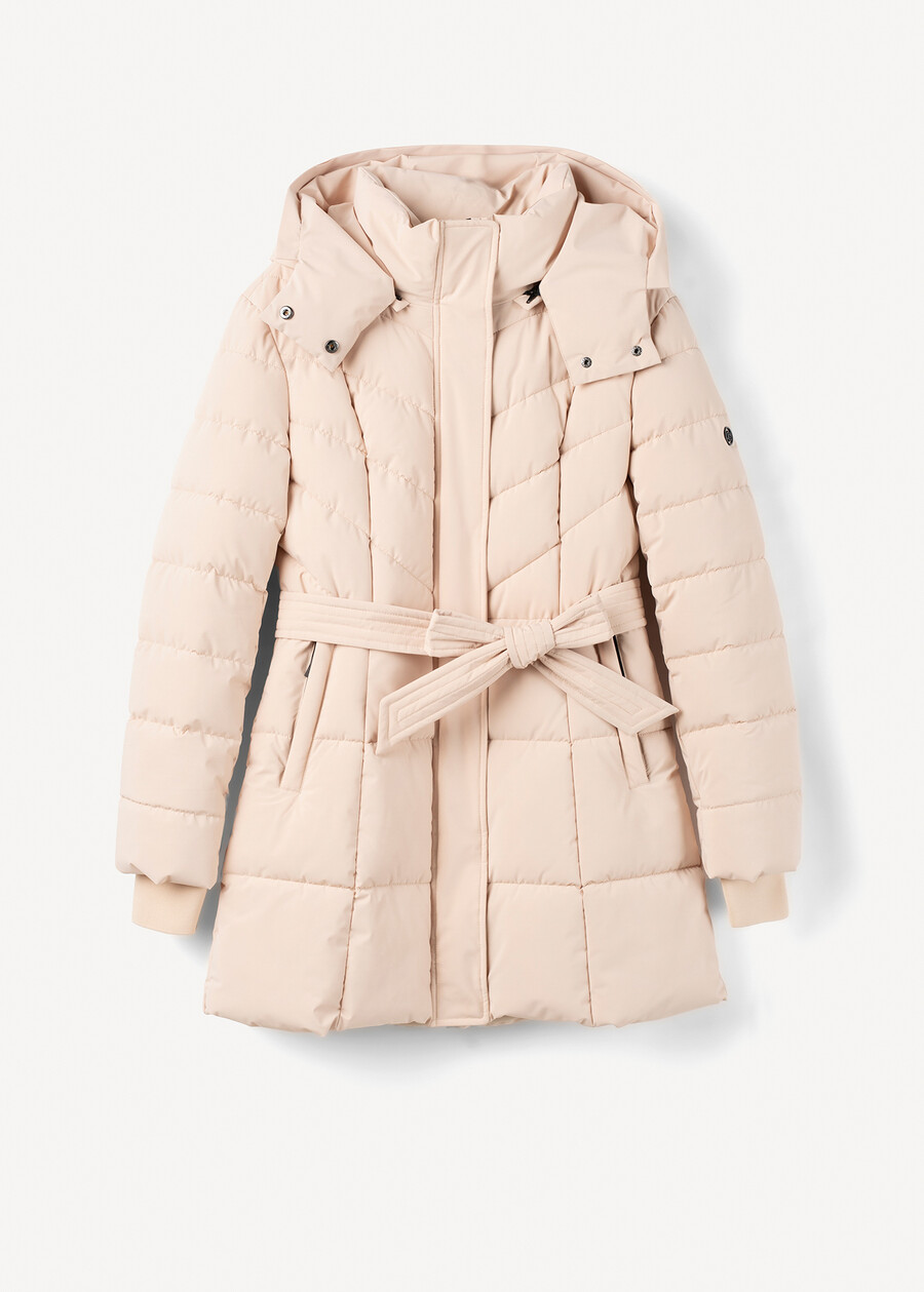 Prince padded coat with belt NERO BLACKBEIGE ECRU Woman , image number 6