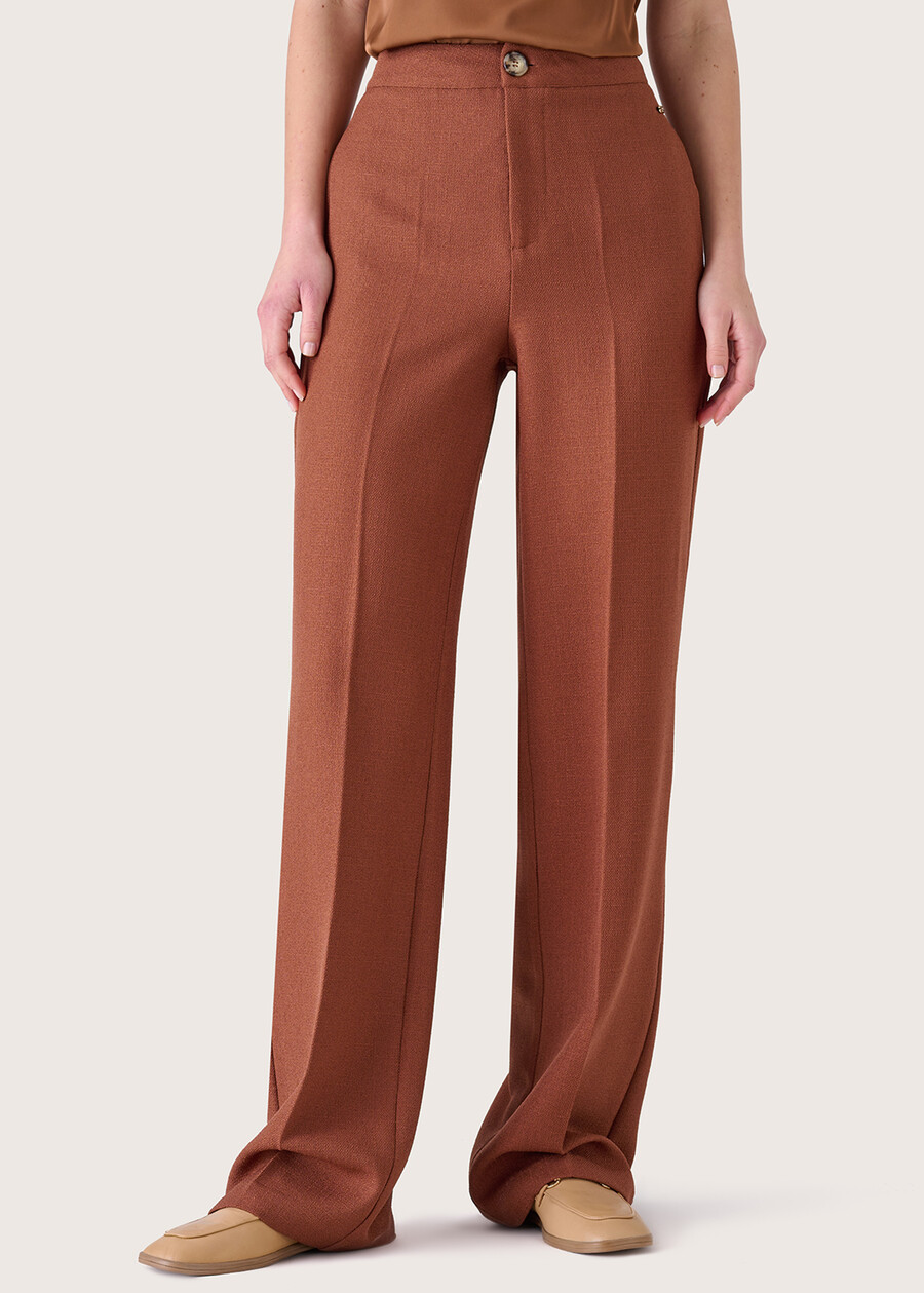Pantaloni Plinio effetto stuoia MARRONE CACAO Donna , immagine n. 2