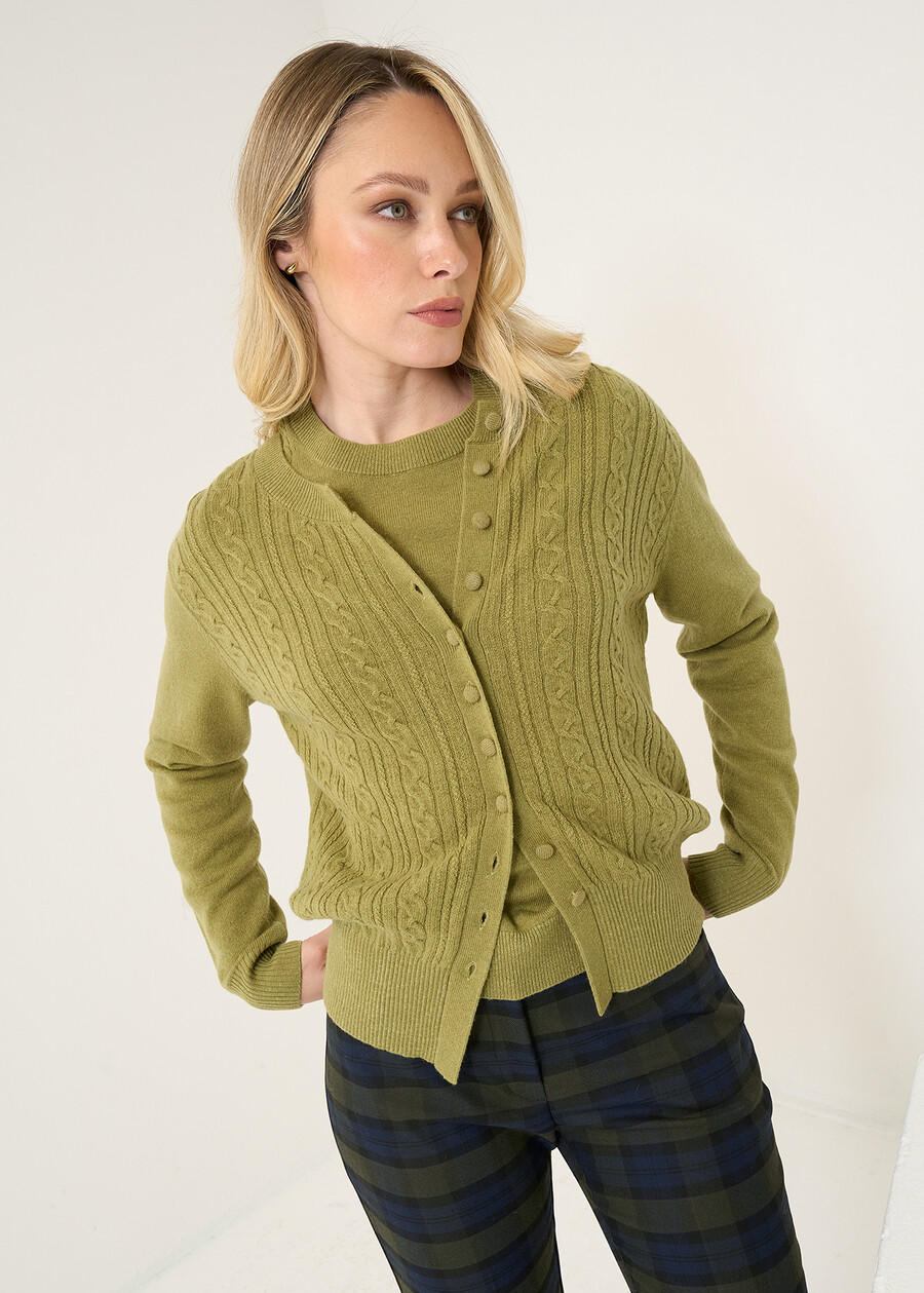 Cardigan Chiara in lana cashmere ROSSO BORDEAUXVERDE Donna , immagine n. 1