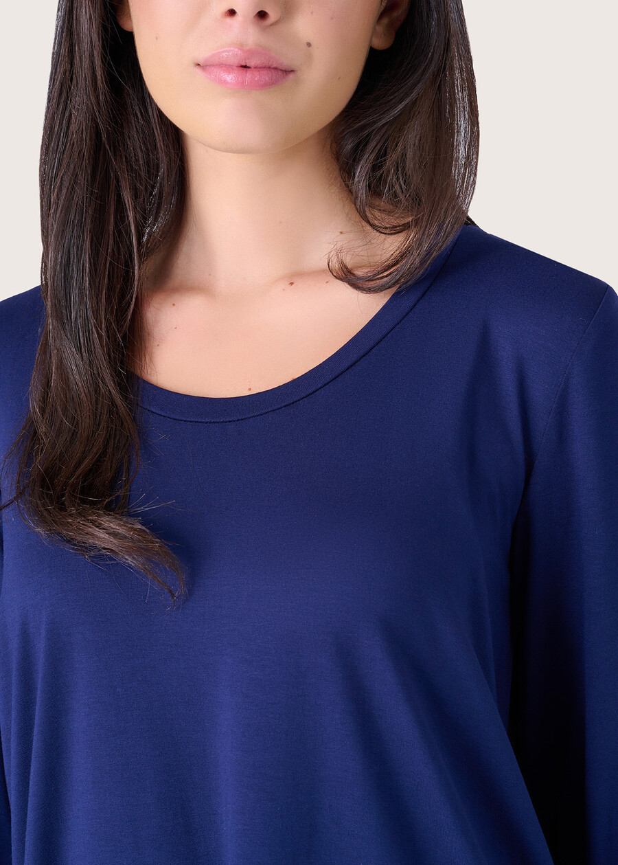 Suprise satin and viscose blouse BLUE DARK BLUE Woman , image number 2