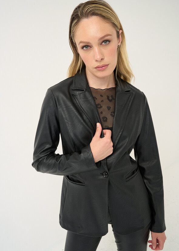 Giacca Gecky slim in ecopelle NERO Donna null