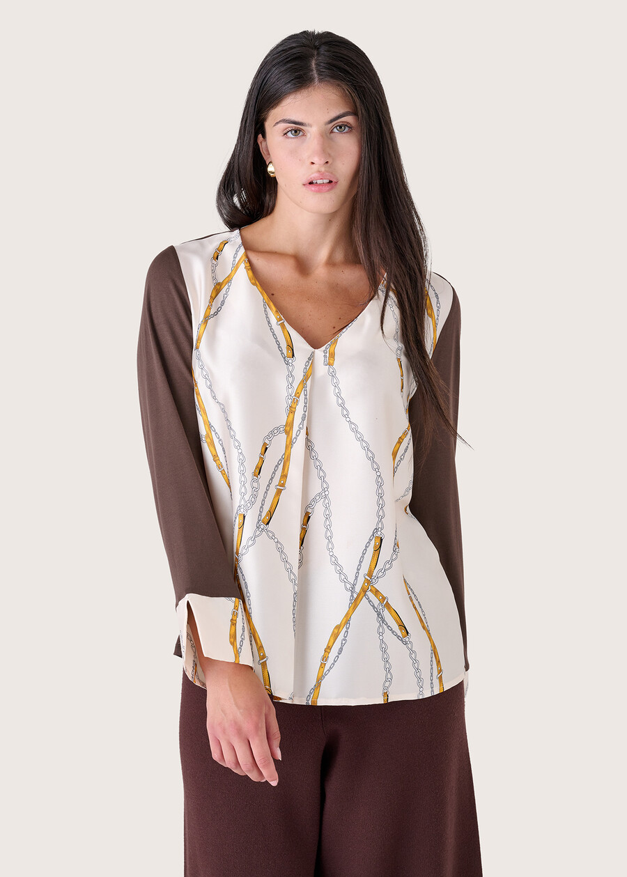 Blusa Cassia in doppio tessuto BIANCO WHITEBIANCO OFF WHITE Donna , immagine n. 1