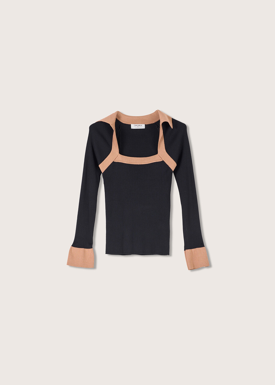 Miriam jersey with square neckline NERO BLACK Woman , image number 4