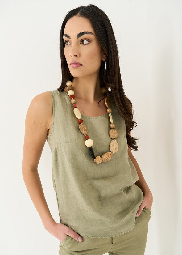 Canotta Titan in lino e cotone VERDE Donna null