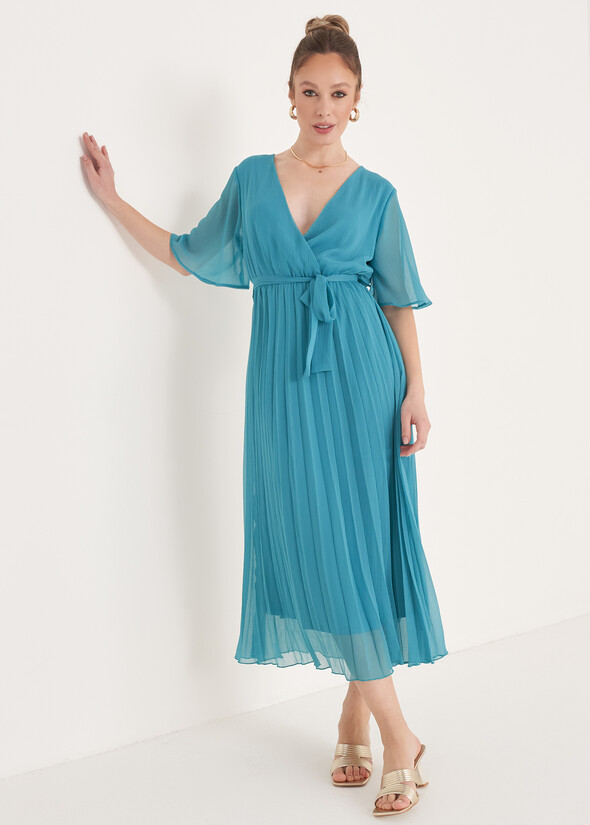 Amory Georgette Midi Dress BLUE TURCHESE Woman null
