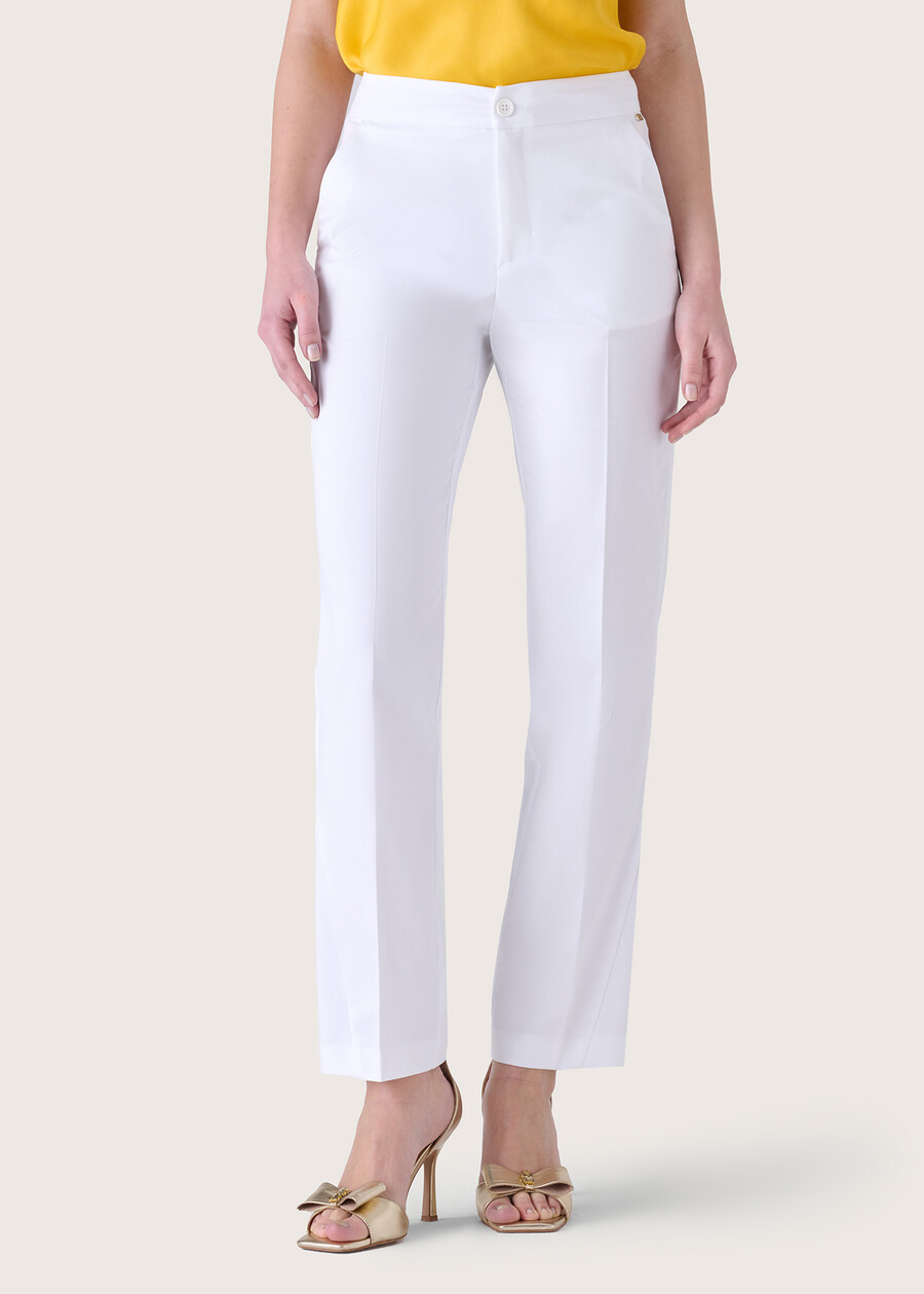 Pantaloni Jacqueline in misto cotone BIANCO WHITEBLUE OLTREMARE VERDE GARDEN Donna , immagine n. 2