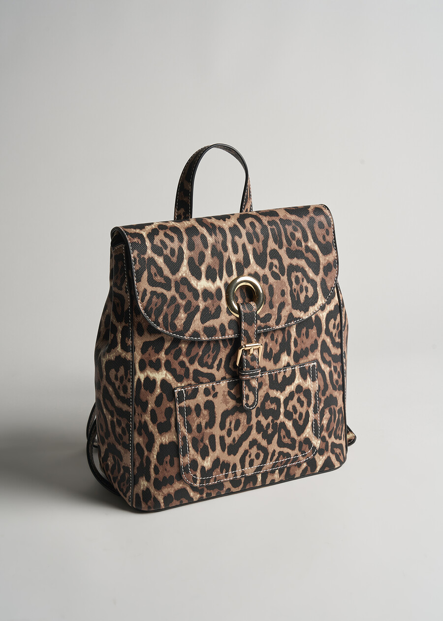 Zaino Balou ecopelle animalier NERO BLACK Donna , immagine n. 1