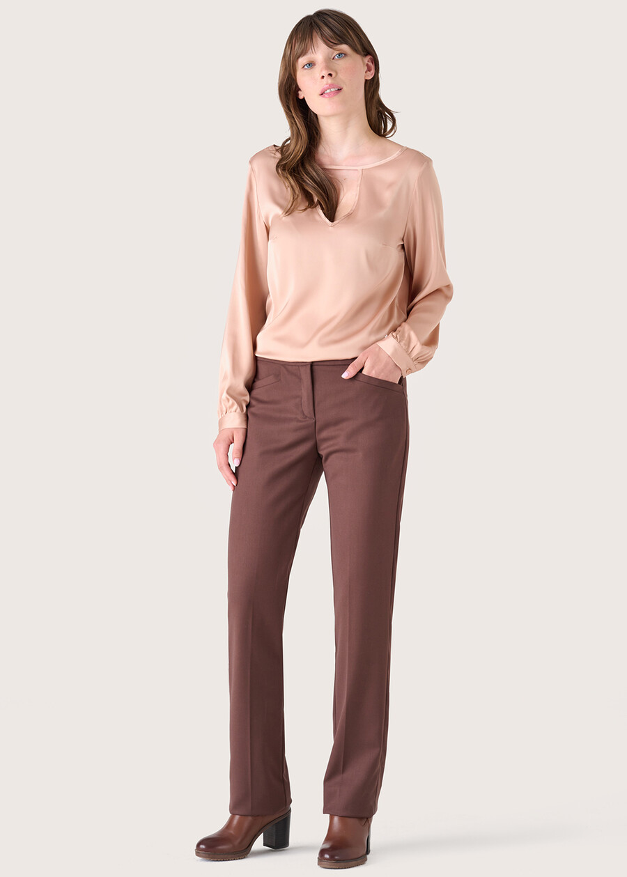 Pantalone Miranda in poliviscosa MARRONE CASTAGNABLU INCHIOSTRO Donna , immagine n. 1