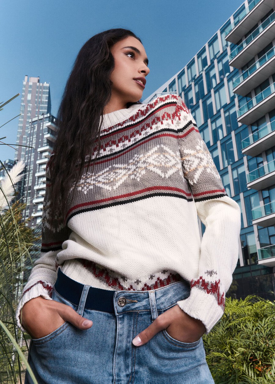 Maribor Norwegian pattern jumper BEIGE LATTE Woman , image number 1