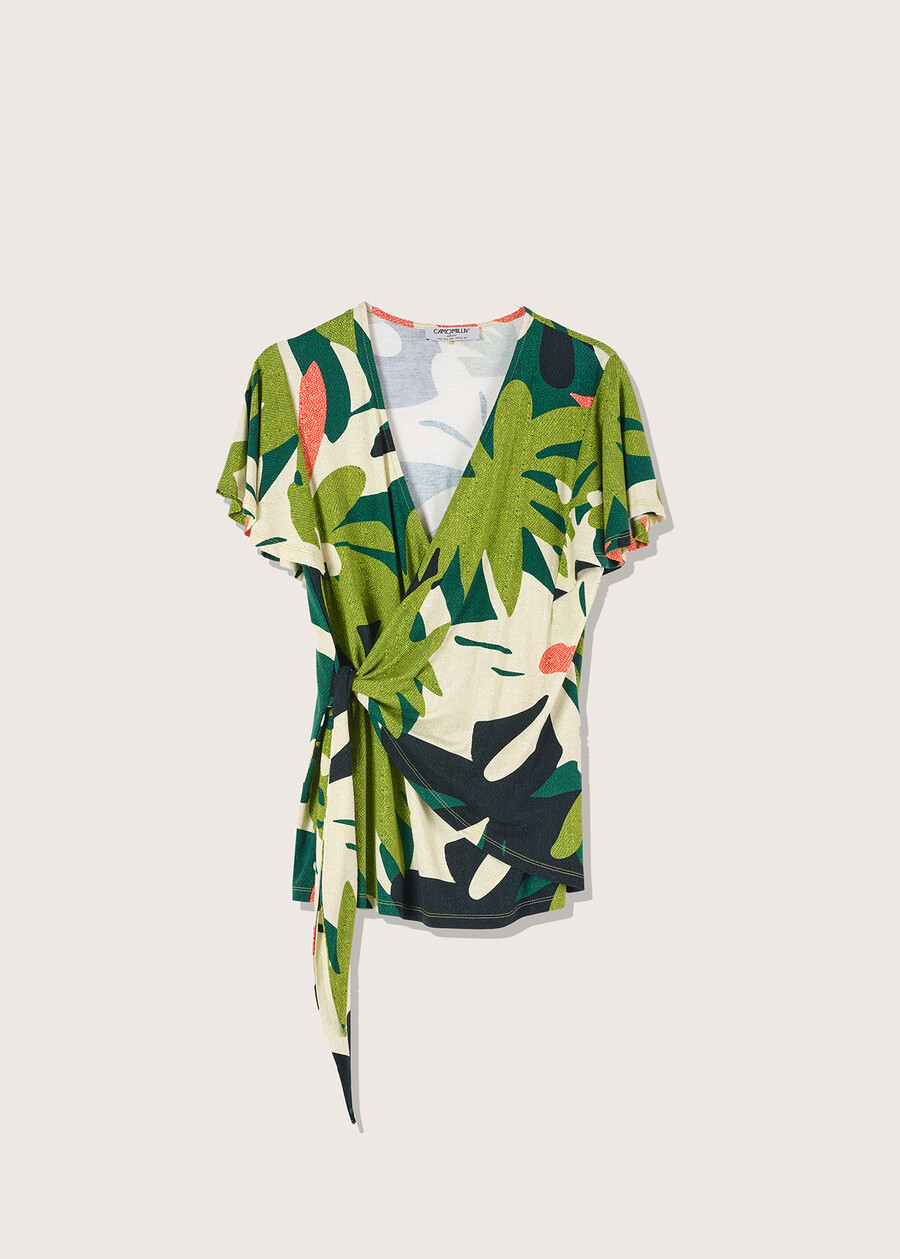 Samu crossover neckline t-shirt VERDE SALAD Woman , image number 4