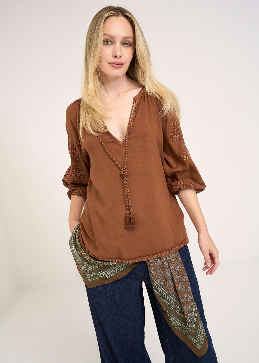 Barby embroidered blouse BIANCOMARRONE Woman , image number 1
