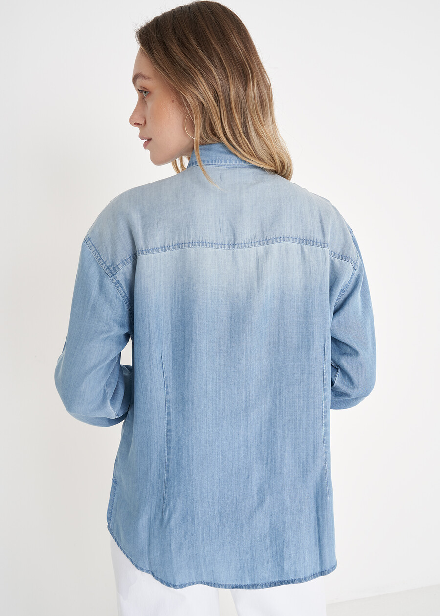 Camicetta Car 100% lyocell DENIM LIGHT DENIM Donna , immagine n. 3