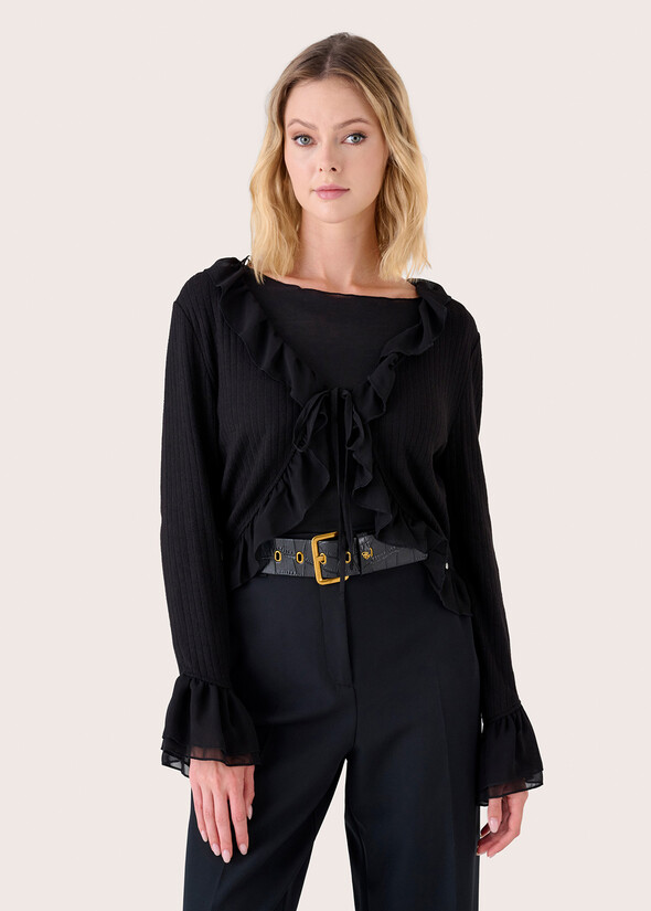 Cardigan Cuore in viscosa NERO BLACK Donna null
