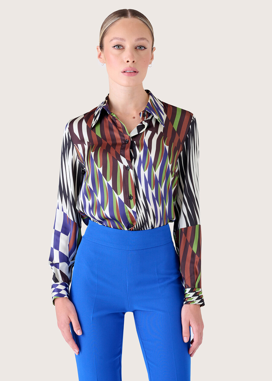 Camicia Alessia in satin BIANCO WHITE Donna , immagine n. 1