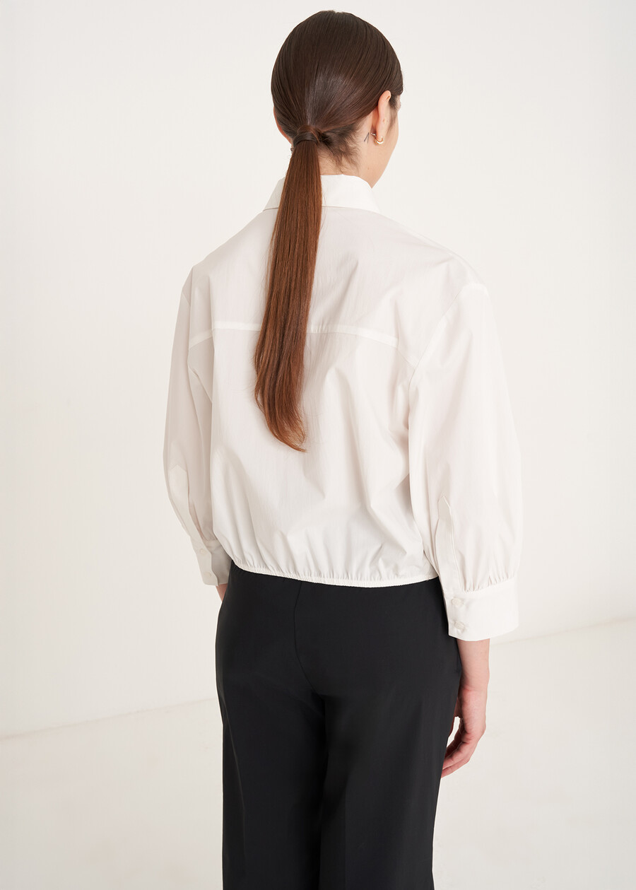 Claudia cropped cotton shirt BIANCO WHITE Woman , image number 3