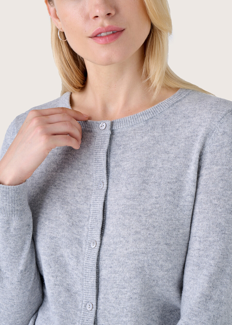 Clear 100% wool and cashmere cardigan GRIGIO LIGHT GREYVIOLA LILLY Woman , image number 2