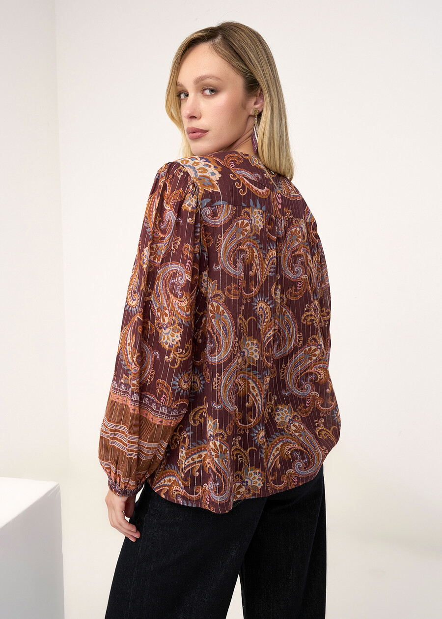 Bruny lurex print blouse ROSSO BORDEAUX Woman , image number 4