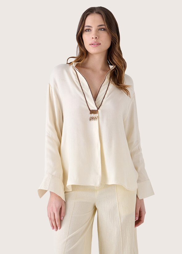Blusa Cabby 100% rayon twill BEIGE LATTE Donna null
