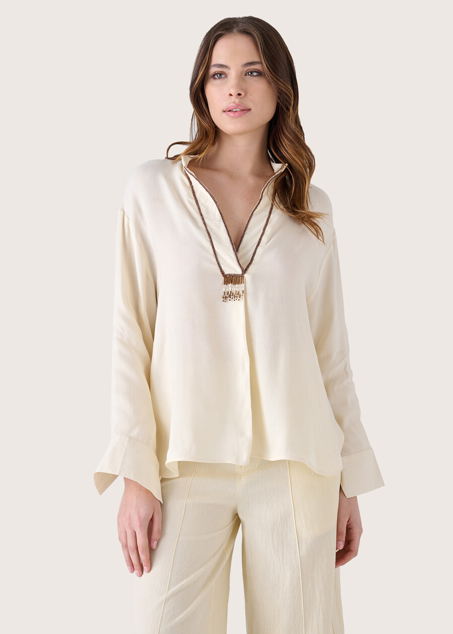 Cabby 100% rayon twill blouse BEIGE LATTE Woman , image number 1