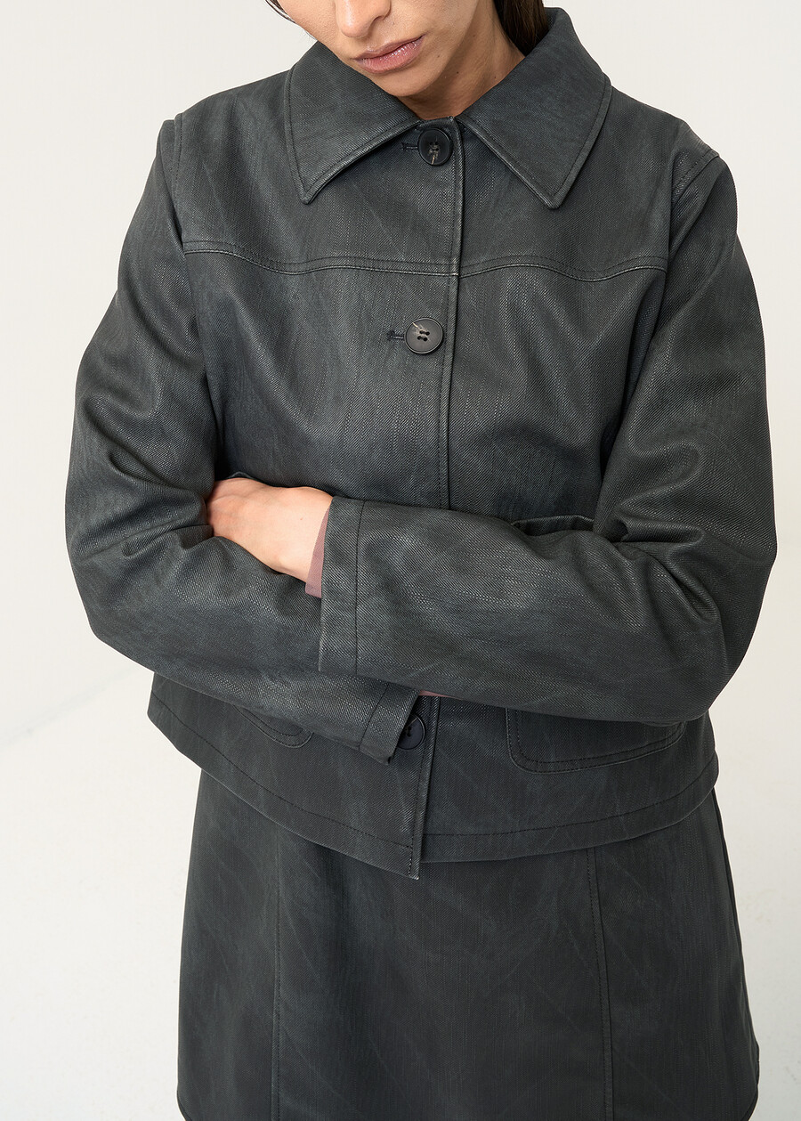 Gaya faux leather shirt jacket GRIGIO GREY Woman , image number 2