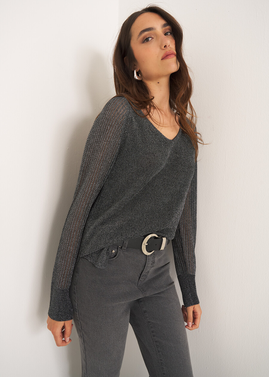 Mariel lurex knit sweater
 BEIGE LIGHT BEIGENERO BLACK Woman , image number 2