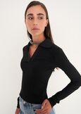 T-shirt Seymur con collo a camicia NERO BLACK Donna immagine n. 2