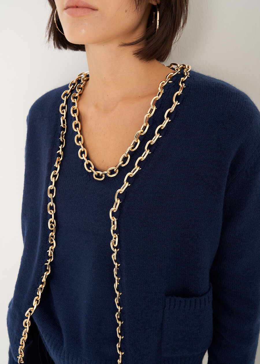 Crimea cardigan with gold chain BLU MIDNIGHTVIOLA VINACCIA Woman , image number 2
