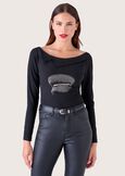 Stick T-shirt with strass NERO BLACK Woman image number 1